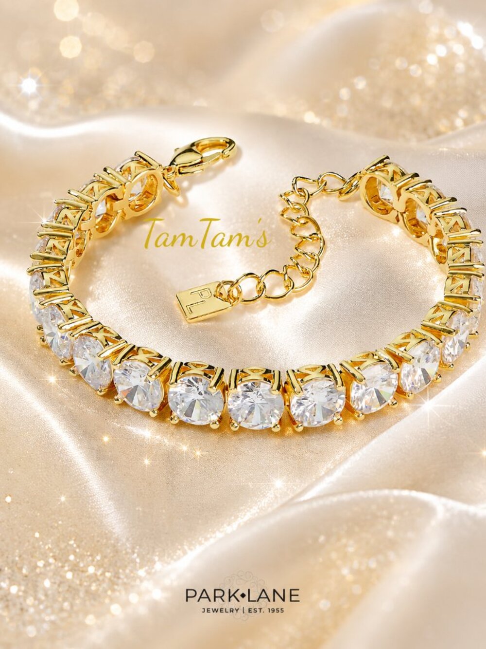 Park Lane Gold Clear Impression Tennis Bracelet